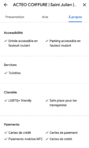 Une fiche d'établissement google remplie de manière exhaustive 